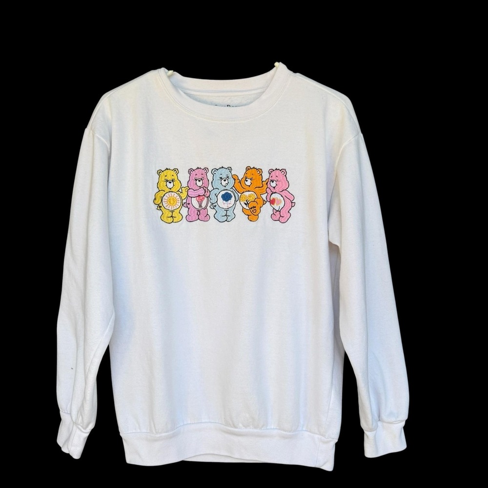 Care Bears Sweatshirt Kids Small 4-6 White Grumpy Bear Fleece Crew Neck